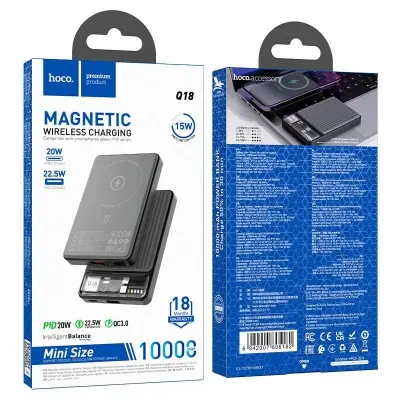Picture of Hoco Q18 22.5W 10000 mAh Wireless Power Bank -Black