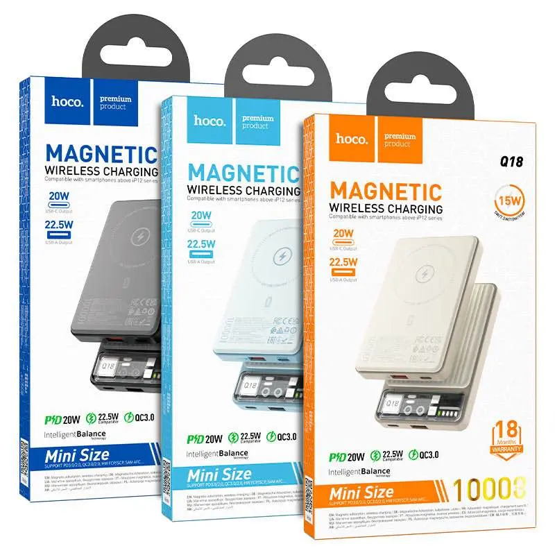Picture of Hoco Q18 22.5W 10000 mAh Wireless Power Bank -Black