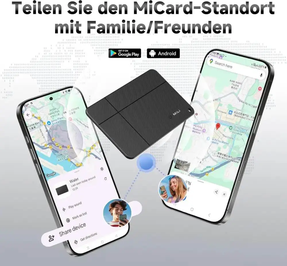 Picture of MiLi MiCard Duo Smart Wireless Rechargeable Card Bluetooth Item Finder (iOS or Android Compatible)tracker -Black