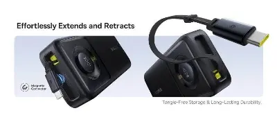 Picture of Baseus NOMOS Series 65W 20000mAh Power Bank with Built-in Retractable Type-C Cable -Black