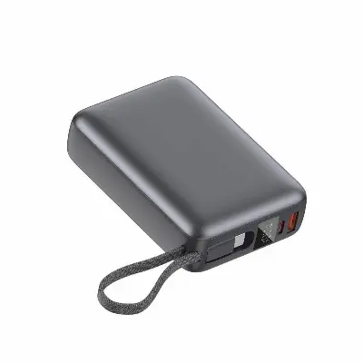 Picture of QCY 20000mAh Powerbank 45W Fast Charging with Built-in USB-C Cable -Black