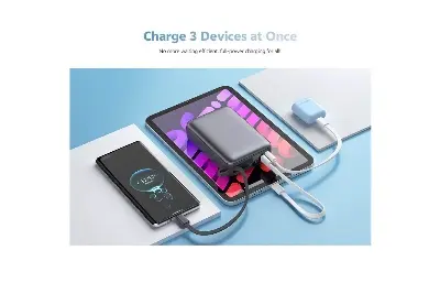 Picture of QCY 20000mAh Powerbank 45W Fast Charging with Built-in USB-C Cable -Black