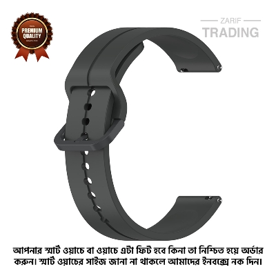 Picture of 22mm Smart Watch Silicone Premium Flat Head Groove Strap Watch Belt for Unisex Suitable for Square Shape Watch (Dark Gray,Not Specified)