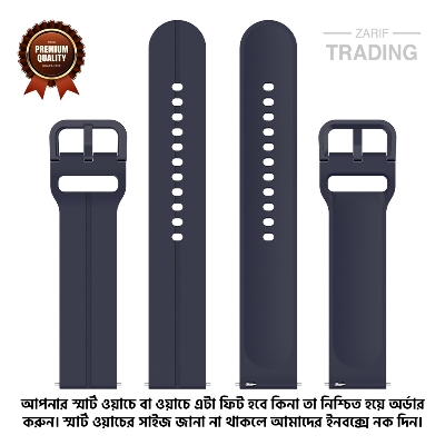 Picture of 20mm Smart Watch Silicone Premium Flat Head Groove Strap Watch Belt for Unisex Suitable for Square Shape Watch (Navy Blue,Not Specified)