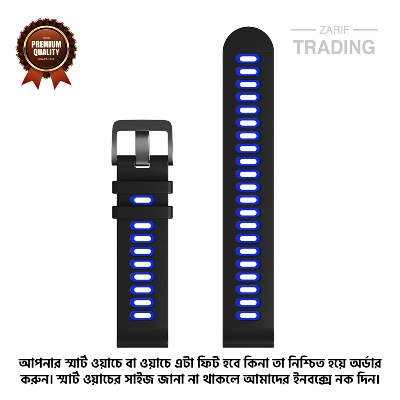 Picture of 20mm Smart Watch Silicone Premium Multi Color Strap universal interface Watch Belt for Unisex Suitable for Square Shape Watch (Black & Blue,Not Specified)