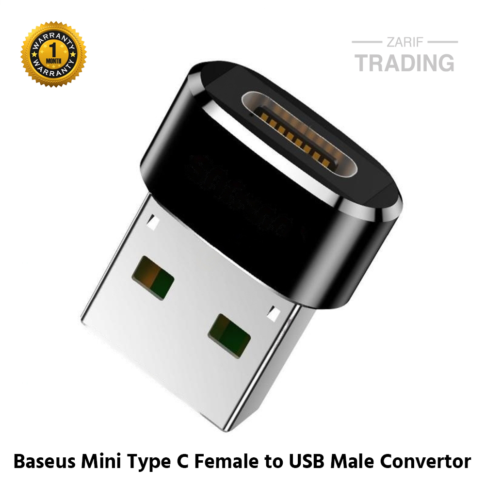 Picture of Baseus Mini Type-C Female to USB Male Adapter Converter (Black)