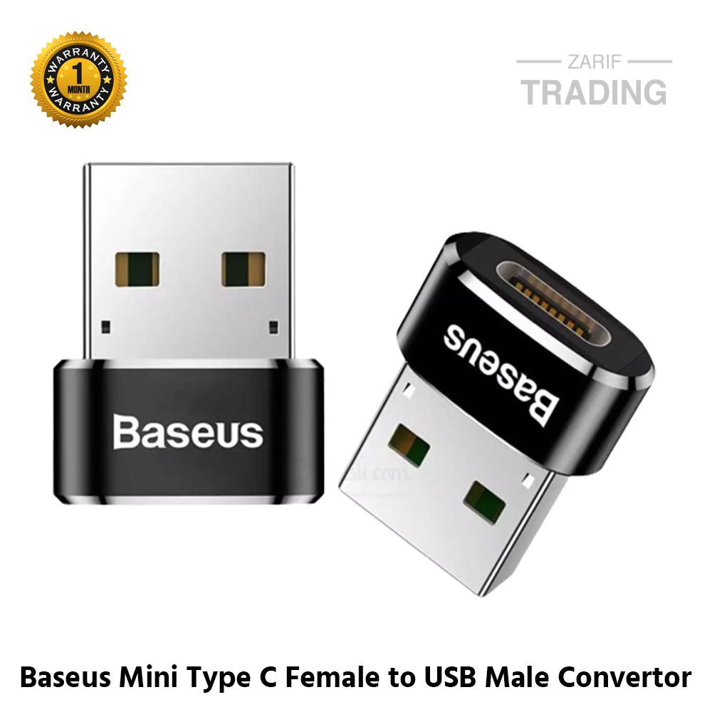 Picture of Baseus Mini Type-C Female to USB Male Adapter Converter (Black)