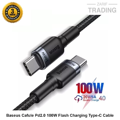 Picture of Baseus Cafule Pd2.0 100W Flash Charging Type-C Cable (20V 5A)2M - Type C Cable (Gray & Black) (Black)