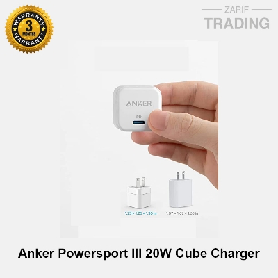 Picture of Anker 20W Fast Charger with Foldable Plug, Powersport III 20W Cube Charger for Ip- 14/14 Plus/14 Pro/14 Pro Max/13, Sam, Pixel 4/3 