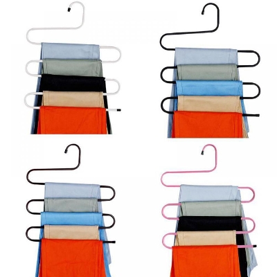 Picture of Multicolor 5 Layer Clothes Hanger Wardrobe Storage Organizer Multi Color Hanging Rack for Clothes -Silver