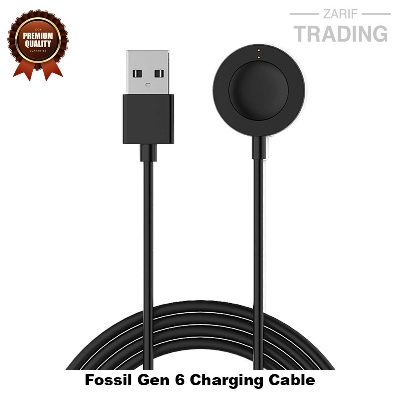 Picture of Fossil Gen6 Magnetic Charging Cable 2 Pin High Quality USB Charger Cable USB Charging Cable Dock Bracelet Charger for Fossil Gen6 Smart Watch (Black)