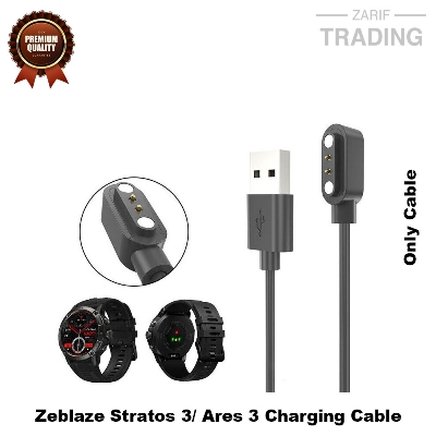 Picture of Zeblaze Stratos3/Ares3 Magnetic Charging Cable 2 Pin High Quality USB Charger Cable USB Charging Cable Dock Bracelet Charger for Zeblaze Stratos3/Ares3 Smart Watch (Black)