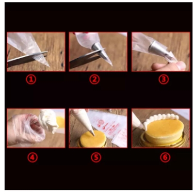 Picture of 10 pcs Plastic Disposable Piping Bags Cake Cream Decorating- (Large Size) -White