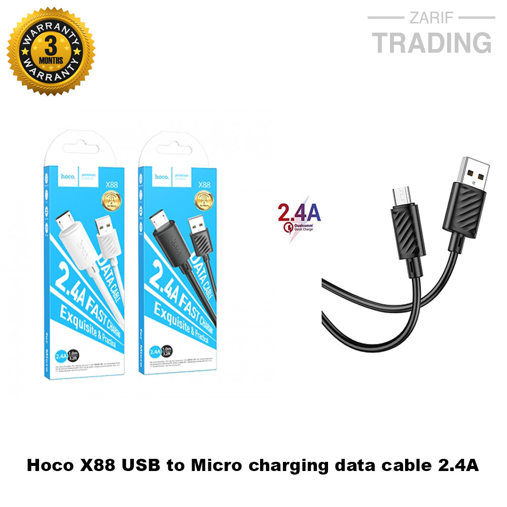 Picture of HOCO X88 USB TO MICRO 1M 2.4A FAST CHARGING CABLE DATA CABLE 