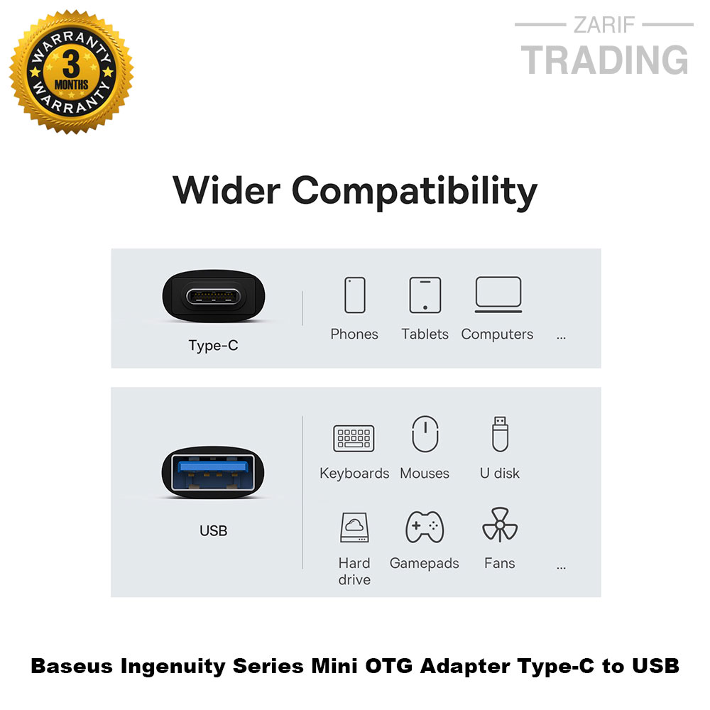 Picture of Baseus OTG Ingenuity Series Mini OTG Adaptor Type-C to USB-A 3.1 Black ZJJQ000001 
