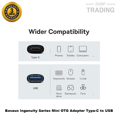 Picture of Baseus OTG Ingenuity Series Mini OTG Adaptor Type-C to USB-A 3.1 Black ZJJQ000001 