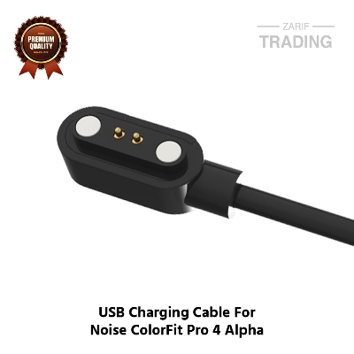 Picture of Noise ColorFit Pro 4 Alpha Magnetic Charging Cable 2 Pin High Quality USB Charger Cable USB Charging Cable Dock Bracelet Charger for Noise ColorFit Pro 4 Alpha Smart Watch (Black)