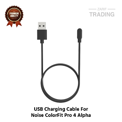 Picture of Noise ColorFit Pro 4 Alpha Magnetic Charging Cable 2 Pin High Quality USB Charger Cable USB Charging Cable Dock Bracelet Charger for Noise ColorFit Pro 4 Alpha Smart Watch (Black)