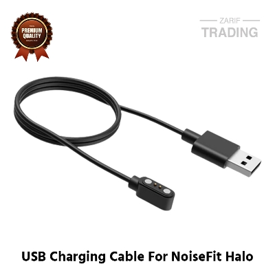 Picture of NoiseFit Halo Magnetic Charging Cable 2 Pin High Quality USB Charger Cable USB Charging Cable Dock Bracelet Charger for NoiseFit Halo Smart Watch (Black)