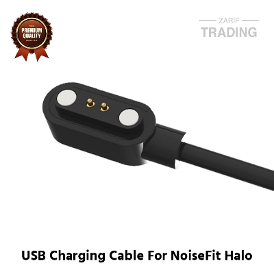 Picture of NoiseFit Halo Magnetic Charging Cable 2 Pin High Quality USB Charger Cable USB Charging Cable Dock Bracelet Charger for NoiseFit Halo Smart Watch (Black)
