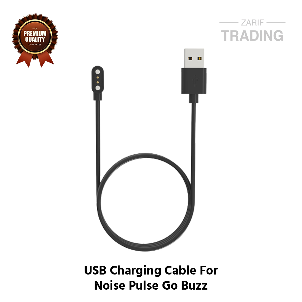 Picture of Noise ColorFit Pulse Go Buzz Magnetic Charging Cable 2 Pin High Quality USB Charger Cable USB Charging Cable Dock Bracelet Charger for Noise ColorFit Pulse Go Buzz Smart Watch (Black)