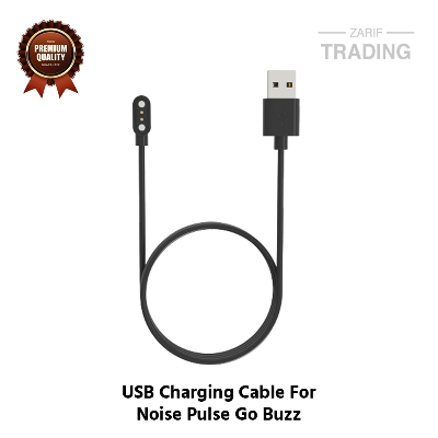 Picture of Noise ColorFit Pulse Go Buzz Magnetic Charging Cable 2 Pin High Quality USB Charger Cable USB Charging Cable Dock Bracelet Charger for Noise ColorFit Pulse Go Buzz Smart Watch (Black)