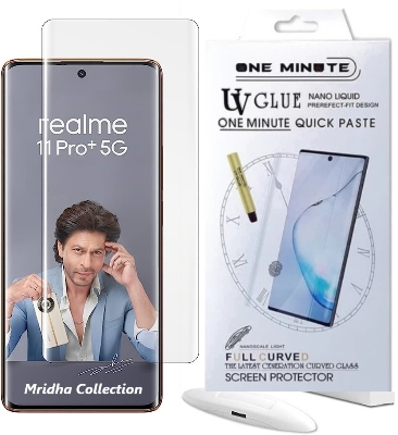 Picture of 3in1 Combo Pack For Realme 11 Pro 5G Best Premium Quality Curve Scratch Proof UV Tempered Glass Screen Protector + Clear Transparent Back Protector Film-Poly + 9h Camera Lens Protector