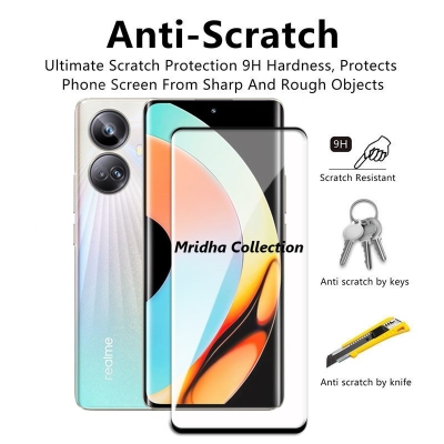 Picture of Realme 10 Pro+ 5G / Realme 10 Pro Plus 5G Full Glue 9D Curved Tempered Glass Screen Protector Edge to Edge Fit Protection Tempered Glass (Black)