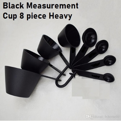 Picture of Professional Measurement Cup and Spoon Set Kitchen Baking Tools 8 piece set - Black -Black