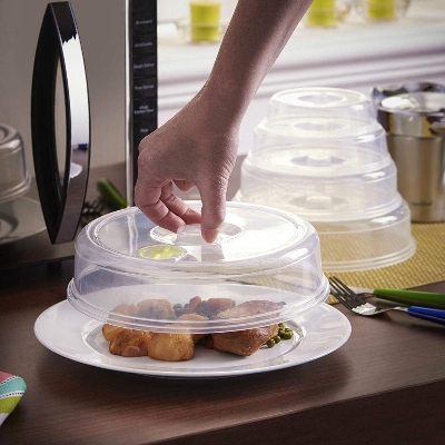 Picture of MICROWAVE FOOD COVER  / Plate Cover Splatter Guard Non Stick Plastic Clear Dish Lid