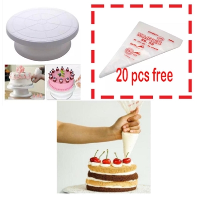 Picture of (2pcs set) Cake Turn Table+20 pcs cake poly free -White