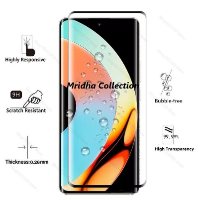 Picture of Realme 11 Pro+ 5G / Realme 11 Pro Plus 5G Full Glue 9D Curved Tempered Glass Screen Protector Edge to Edge Fit Protection Tempered Glass (Black)