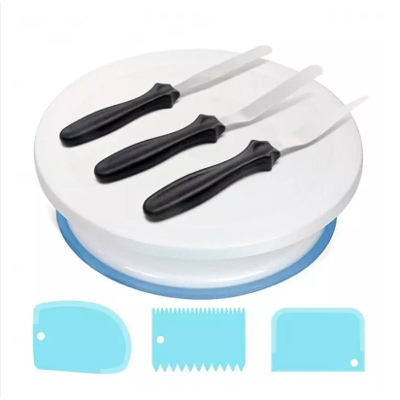Picture of 7Pcs/Set Cake Rotary Table Set DIY Pastry Accessories Cake Stand Turntable Decorating Baking Tool -White