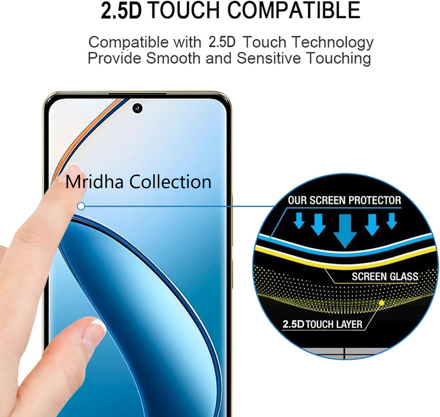 Picture of Realme 12 Pro+ 5G / Realme 12 Pro Plus 5G Full Glue 9D Curved Tempered Glass Screen Protector Edge to Edge Fit Protection Tempered Glass (Black)