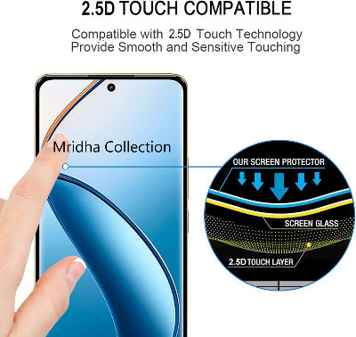 Picture of Realme 12 Pro+ 5G / Realme 12 Pro Plus 5G Full Glue 9D Curved Tempered Glass Screen Protector Edge to Edge Fit Protection Tempered Glass (Black)