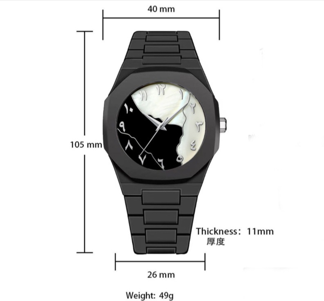 Picture of New Aura Arabic Watch Men's Quartz Watch Black Carbon Plastic watch for men 