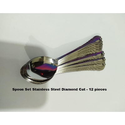 Picture of Spoon Set Stainless Steel Diamond Cut - 12 pieces -Silver