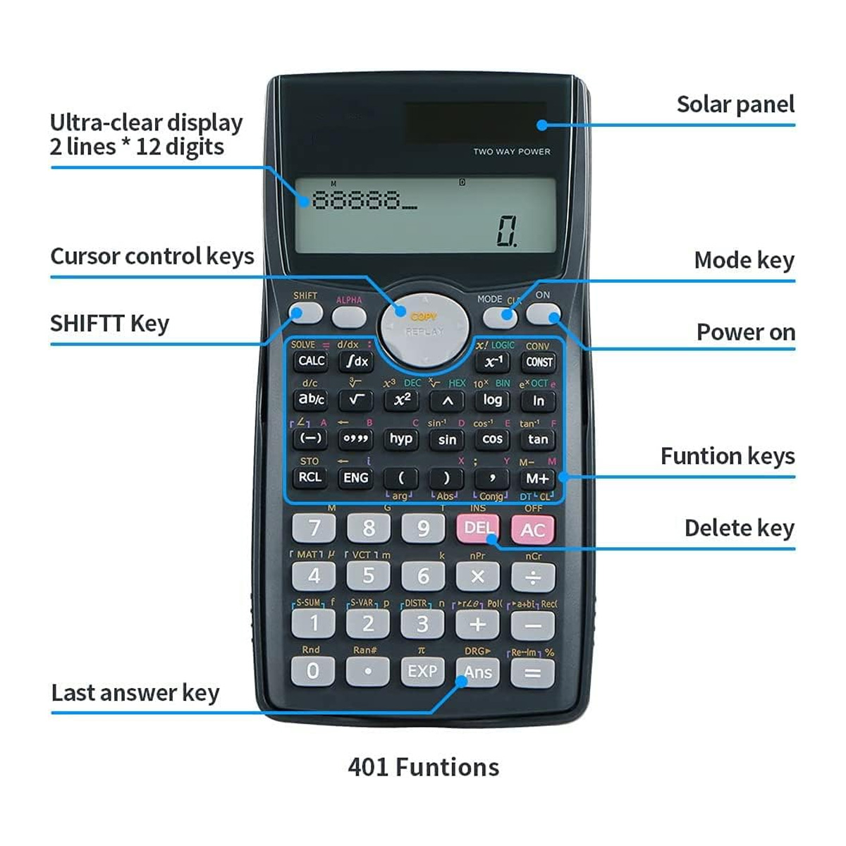 Picture of Fx-991MS C-T Plus Scientific Calculator For Students Black
