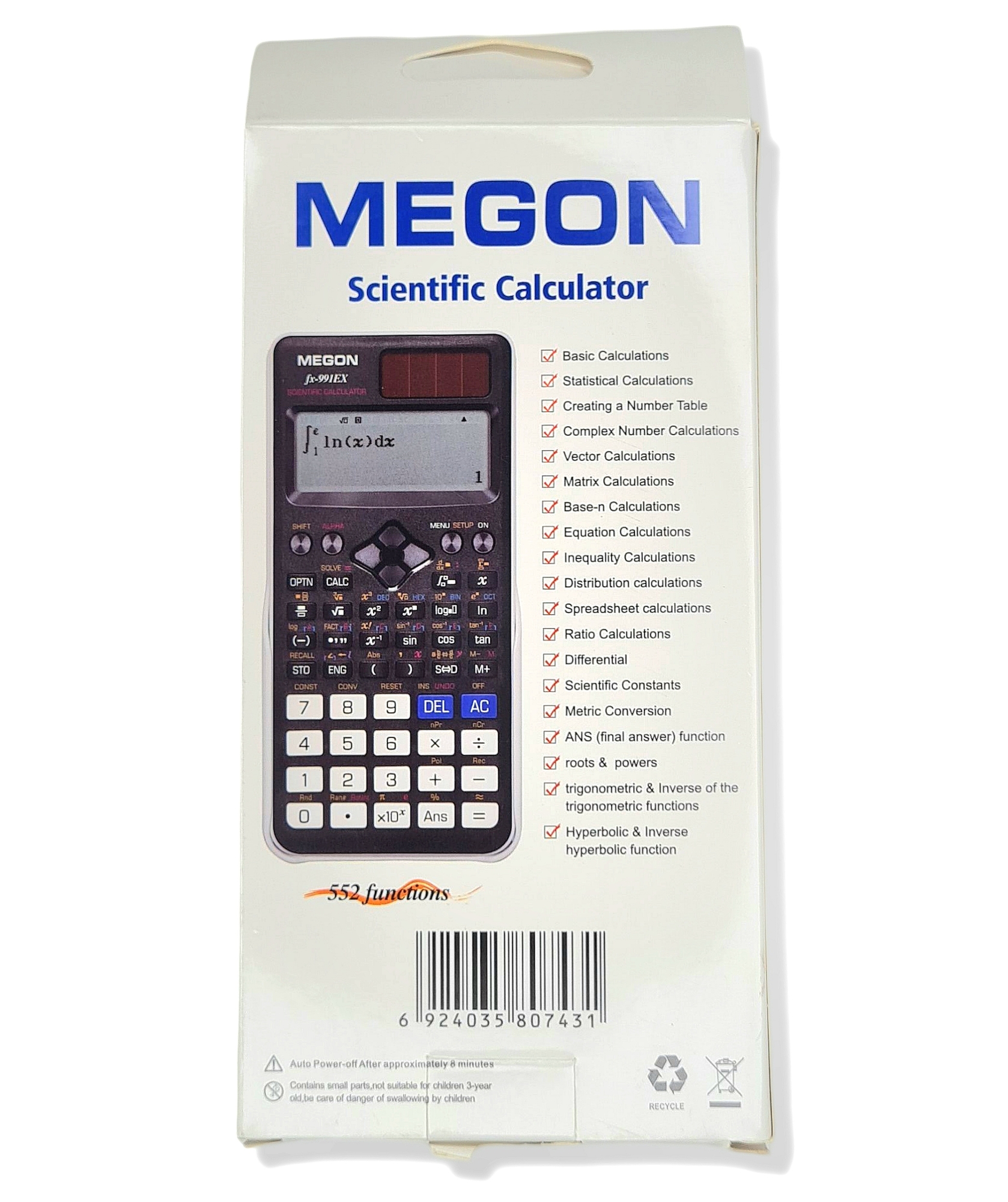 Picture of FX-991EX 2 Years Warranty MEGON Scientifc Calculator For Students Black