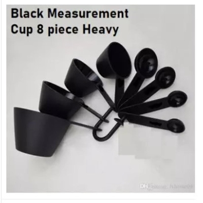 Picture of Professional Measurement Cup and Spoon Set Kitchen Baking Tools 8 piece set - Black -Black