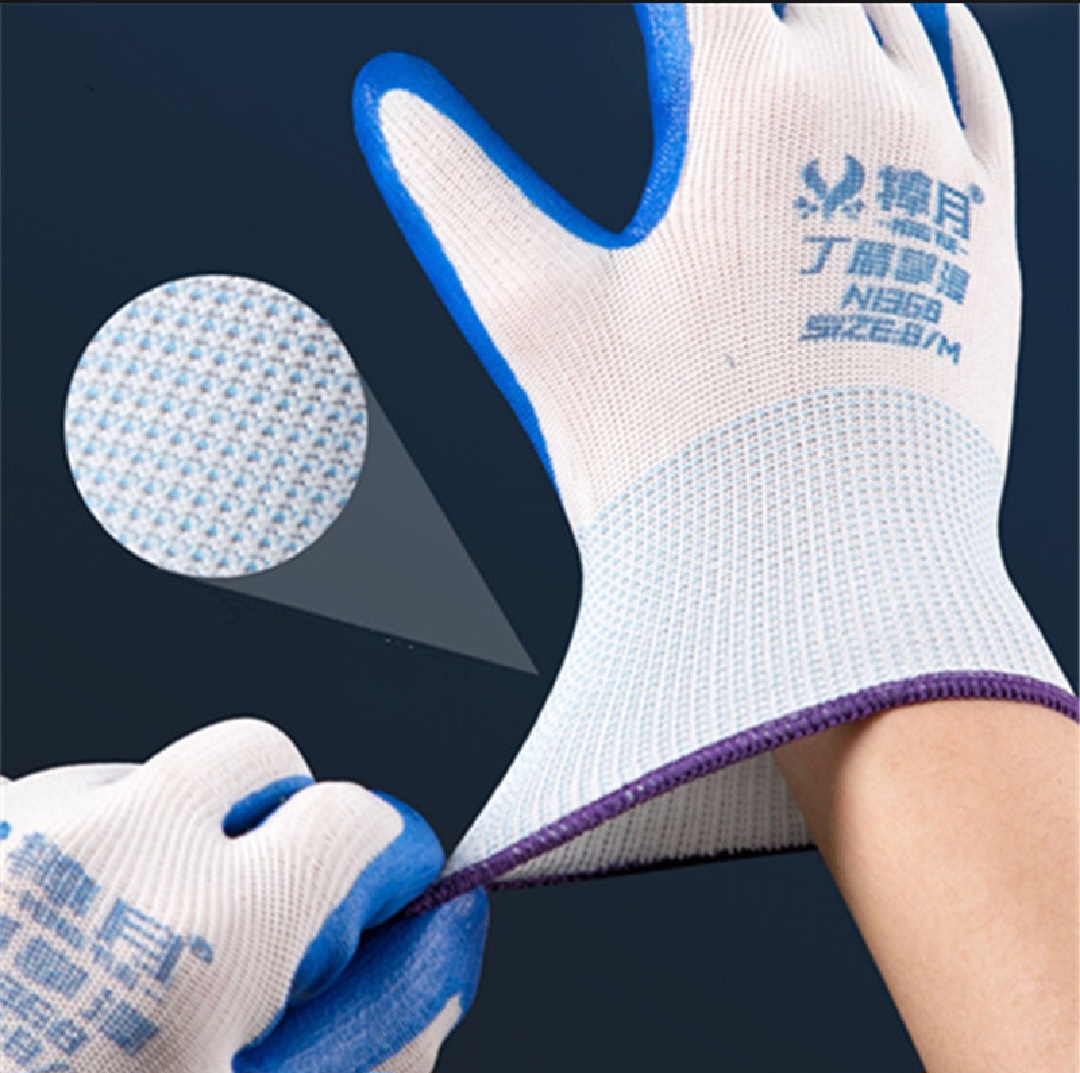 Picture of 12 Pair Nylon Rubber coated Safety Hand Gloves for Industrial , Household, Bike Riding Hand Gloves 
