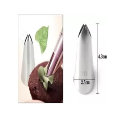 Picture of Leaf Nozzle 1 piece Stainless Steel Design Piping Nozzle For Cake Decoration (Model: Leaf) -Silver
