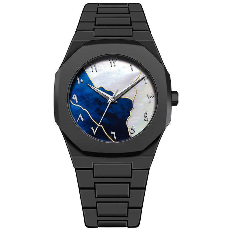 Picture of New Aura Arabic Watch Men's Quartz Watch Black Carbon Plastic watch for men 