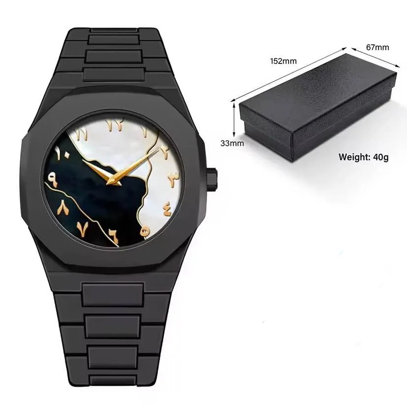 Picture of New Aura Arabic Watch Men's Quartz Watch Black Carbon Plastic watch for men 