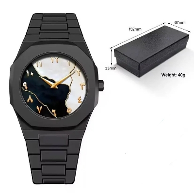Picture of New Aura Arabic Watch Men's Quartz Watch Black Carbon Plastic watch for men 