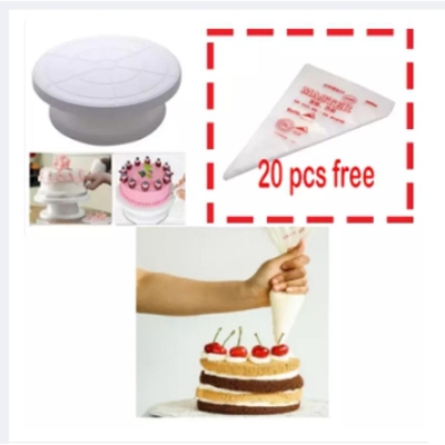 Picture of (2pcs set) Cake Turn Table+20 pcs cake poly free -White