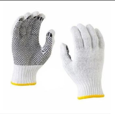 Picture of Knitted Cotton and PVC Dotted Hand Gloves for Construction, industrial, Welding, Kitchen, Gardening Work 