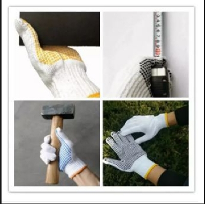 Picture of Knitted Cotton and PVC Dotted Hand Gloves for Construction, industrial, Welding, Kitchen, Gardening Work 