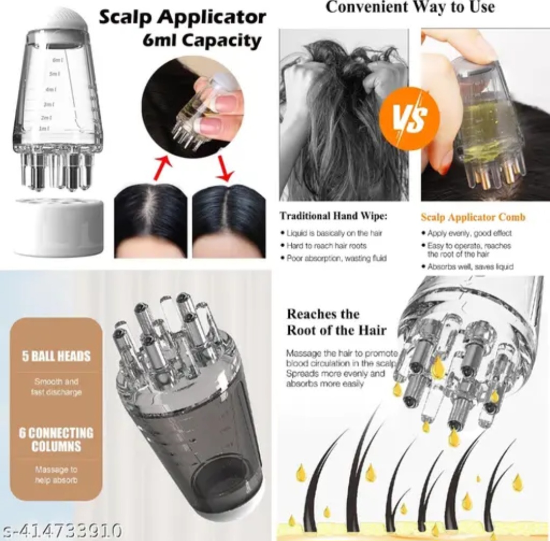 Picture of Mini 6ML Portable Scalp Applicator Liquid Comb Roots Massage Medicine for Hair Growth Serum Oil Nourish Oil Applicator Hair Care White