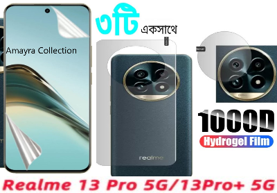 Picture of 3in1 Protector Combo Pack for Realme 13 Pro 5G (Front Hydrogel Screen Protector Poly + Back Hydrogel Poly Protector + Camera Lens Protector)